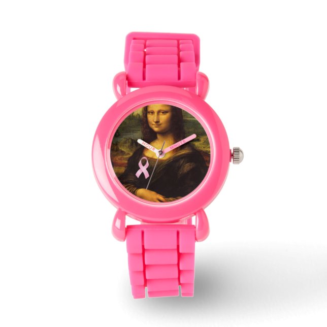 Mona Lisa With Pink Ribbon Watch (Front)
