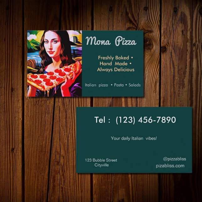 Mona Lisa with Pizza  Business Card (Creator Uploaded)