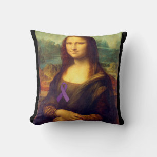 Mona Lisa With Purple Ribbon Cushion
