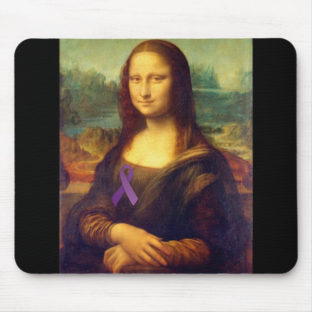 Mona Lisa With Purple Ribbon Mouse Pad (Front)