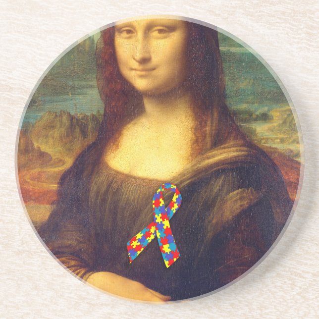 Mona Lisa With Puzzle Ribbon Coaster (Front)