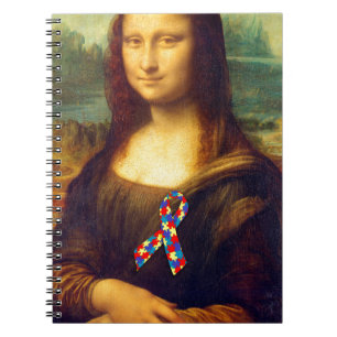 Mona Lisa With Puzzle Ribbon Spiral Notebook