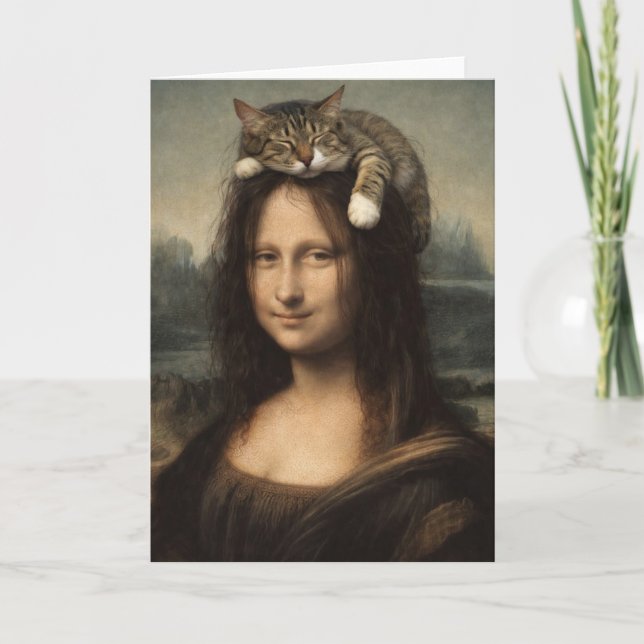 Mona Lisa With Sleeping Cat                        Card (Front)