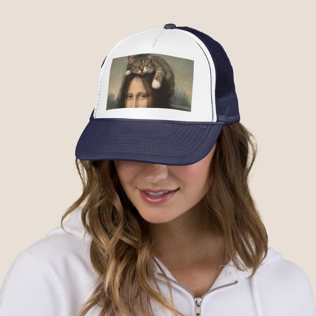 Mona Lisa With Sleeping Cat                        Trucker Hat (In Situ)