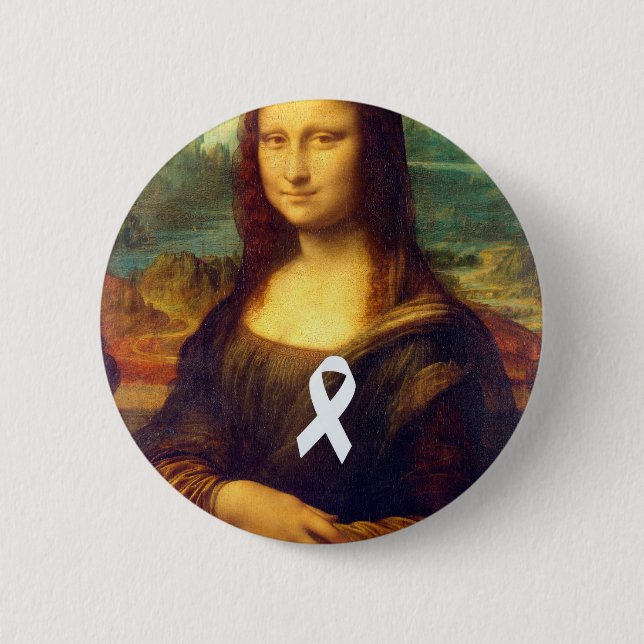 Mona Lisa With White Ribbon 6 Cm Round Badge (Front)