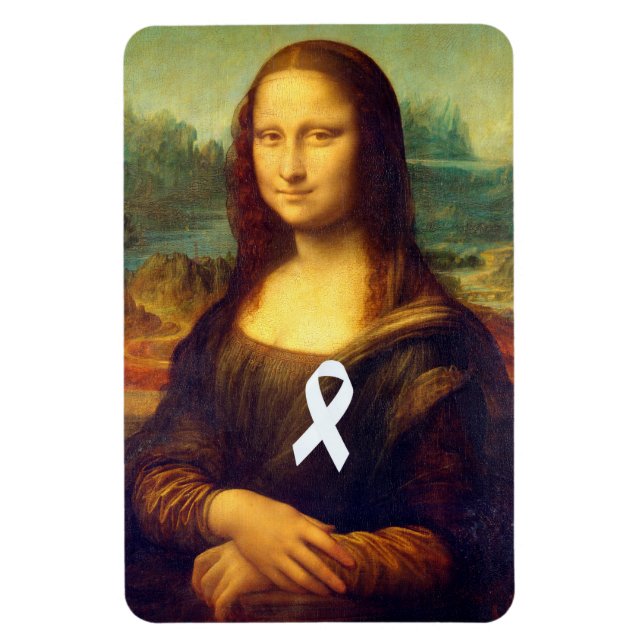 Mona Lisa With White Ribbon Magnet (Vertical)