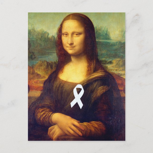 Mona Lisa With White Ribbon Postcard (Front)