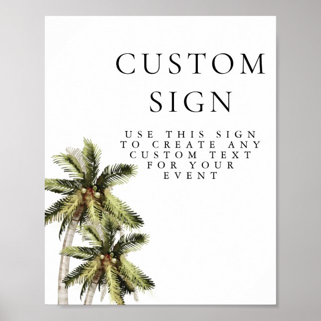 MONA Modern Minimal Palm Tree Tropical Custom Sign (Front)