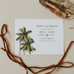 MONA Modern Minimalist Tropical Palm Save the Date Invitation