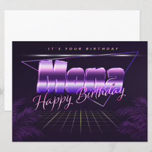 Mona Name Vorname lila retro Karte Geburtstag Card