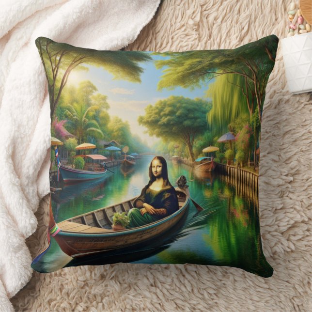 Mona on a boat in Thailand Cushion (Blanket)