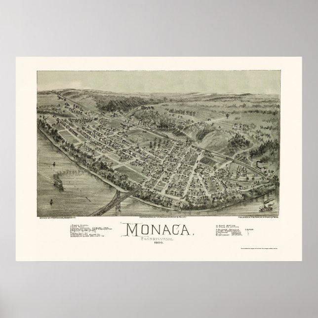 Monaca, PA Panoramic Map - 1900 Poster (Front)