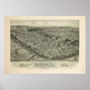 Monaca Pennsylvania 1900 Antique Panoramic Map Poster