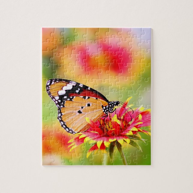 Monach Butterfly Feeding on Flower Jigsaw Puzzle (Vertical)