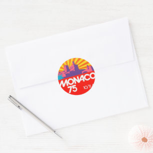 Monaco 75 retro vintage 1970s classic round sticker