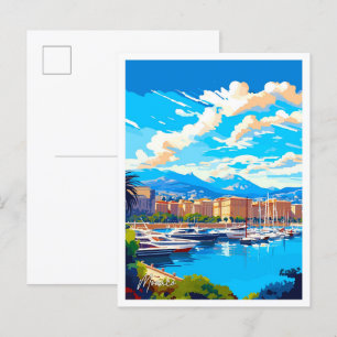 Monaco Art vintage travel illustration Postcard