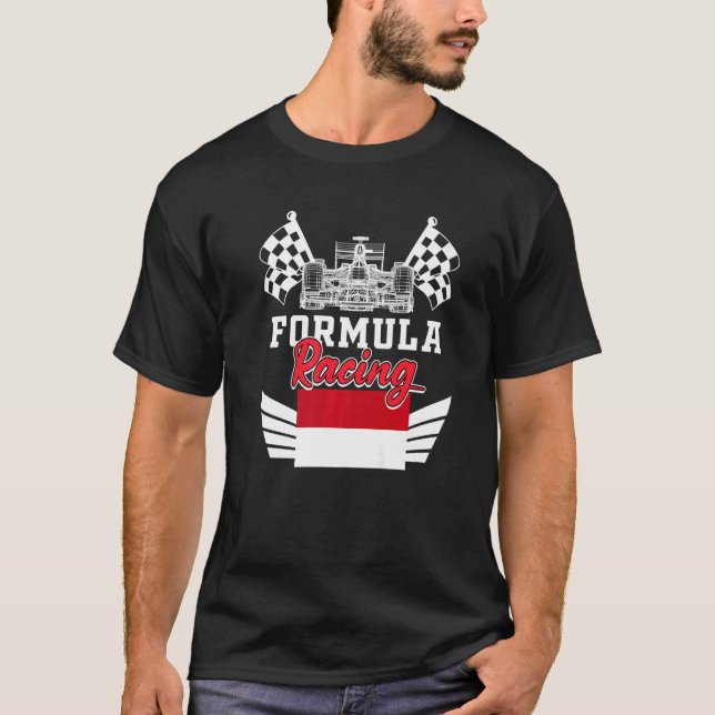 Monaco Auto Race Monaco Flag Formula Racing Car Ra T-Shirt (Front)