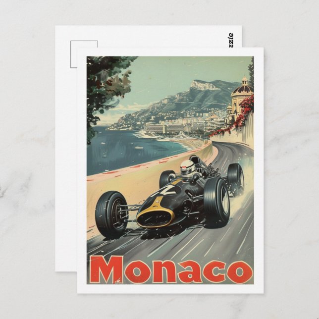 Monaco Circuit Vintage Famous Travel Place Postcard (Front/Back)