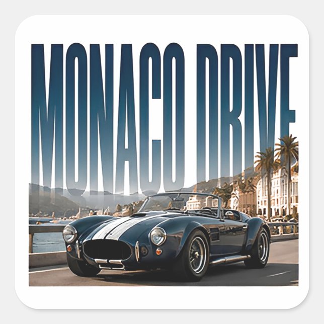 Monaco Drive Luxury Coastal Graphic Square Sticker (Front)