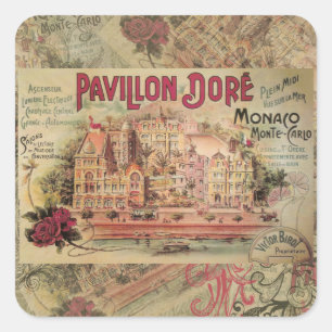 Monaco Fancy Vintage French Riviera France Square Sticker