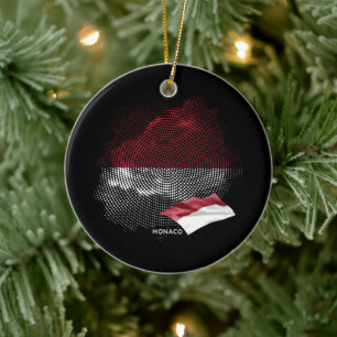 Monaco flag ceramic tree decoration