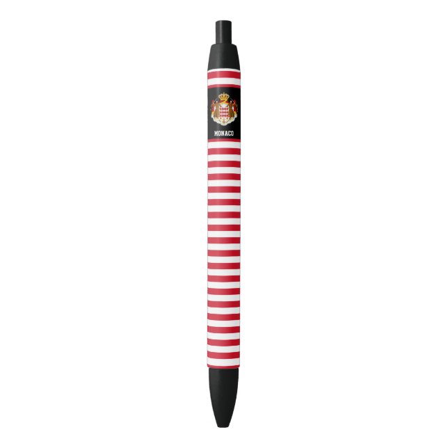 Monaco Flag Cute Patriotic Black Ink Pen (Front Vertical)