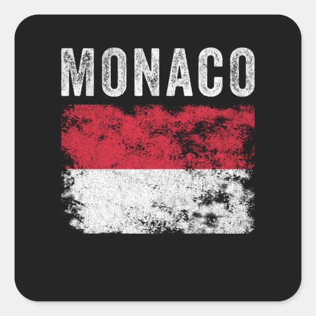 Monaco Flag Distressed - Monacan Flag Square Sticker (Front)