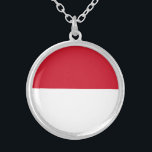 Monaco Flag Silver Plated Necklace<br><div class="desc">Patriotic flag of Monaco.</div>