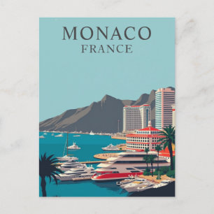 Monaco, France Boat Dock Harbour Vintage Postcard
