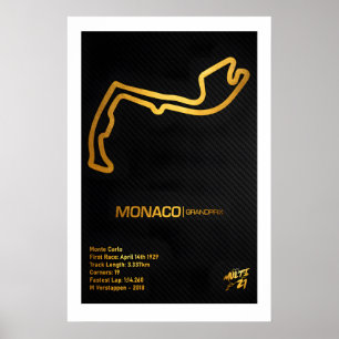 Monaco Grand Prix Track Map Art Print Formula 1