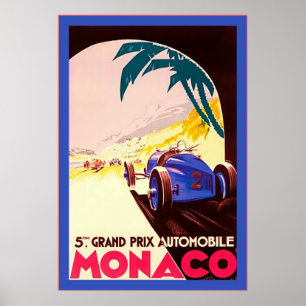 Monaco ~ Grand Prix ~Vintage Travel Poster