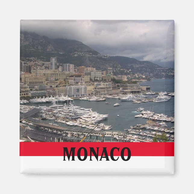 Monaco Harbour Scene with Yachts Magnet (Front)