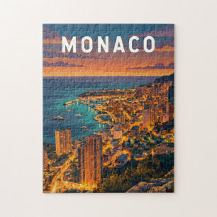Monaco Illustration Travel Art Vintage Jigsaw Puzzle