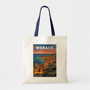 Monaco Illustration Travel Art Vintage Tote Bag