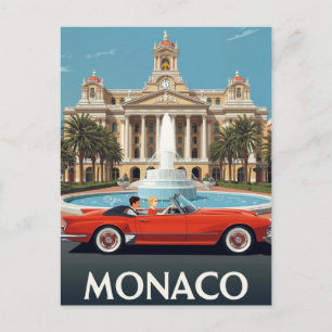 Monaco Luxury Hotel & Vintage Car Postcard