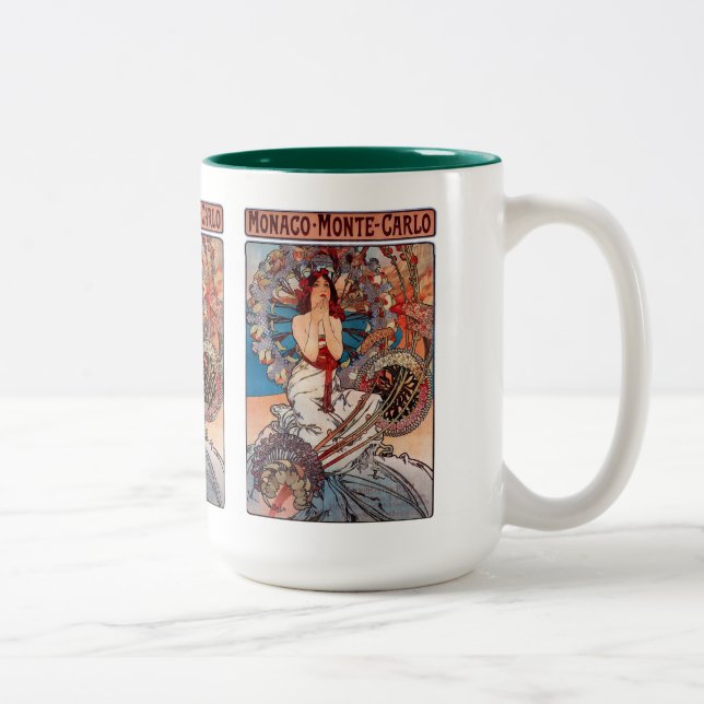 Monaco Monte Carlo , Alfons Mucha Two-Tone Coffee Mug (Right)