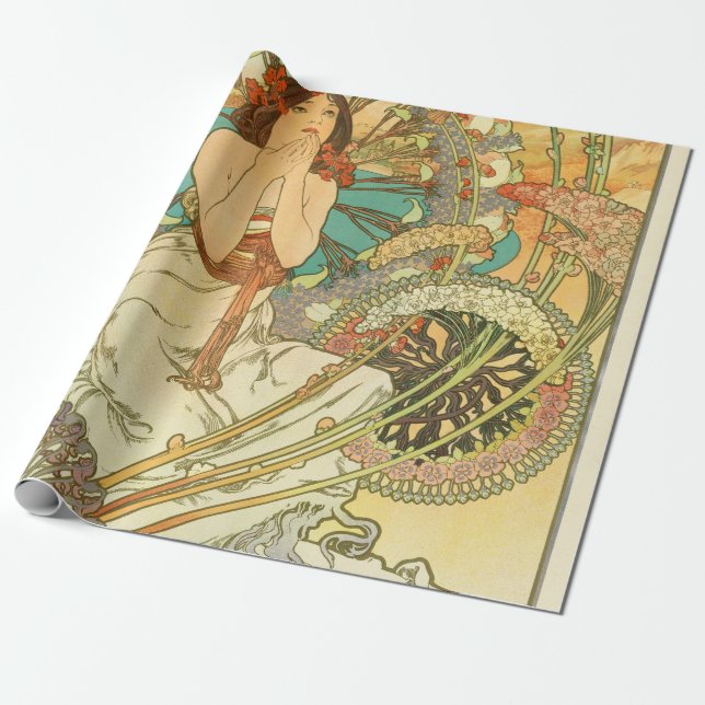 Monaco, Monte-Carlo, Chemins de Fer P.L.M by Mucha Wrapping Paper (Unrolled)
