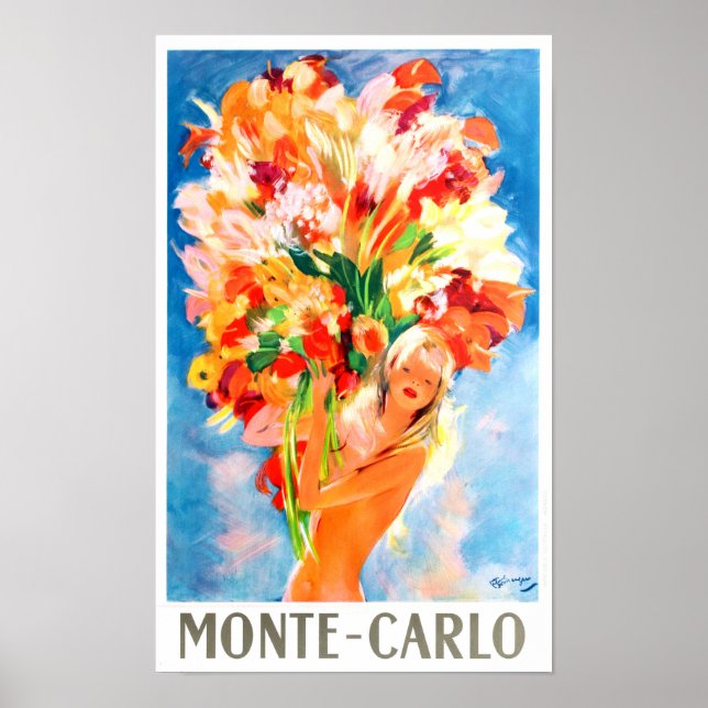Monaco Monte Carlo France vintage travel Poster (Front)