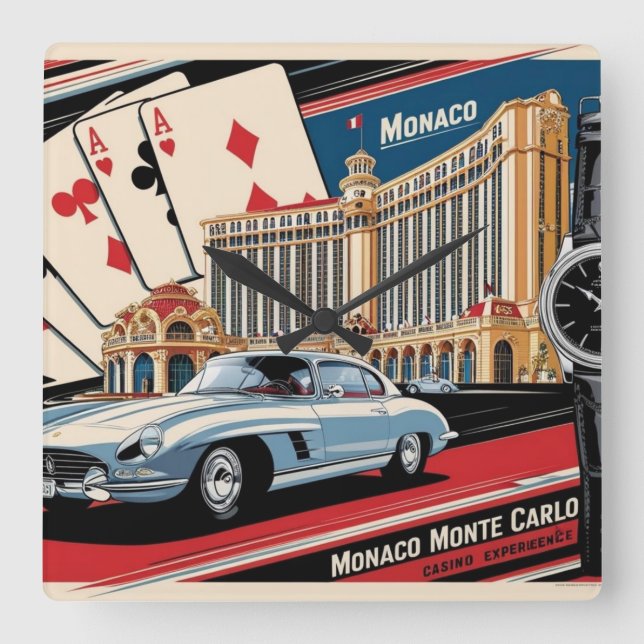 Monaco Monte Carlo Luxury Car Watch  Square Wall Clock (Front)