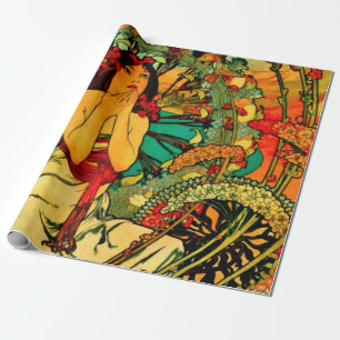 Monaco Monte Carlo Poster by Alphonse Mucha Wrapping Paper