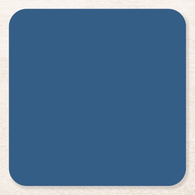 Monaco Noble Blue Solid Colour Square Paper Coaster (Front)