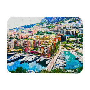 Monaco Oil Paint Marina Yacht Port  Magnet