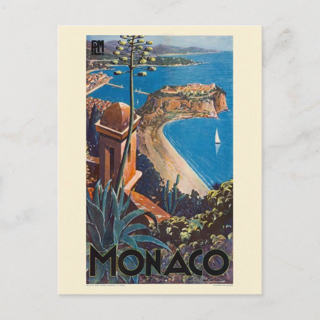 Monaco PLM Vintage Post 1925 Poster Postcard (Front)