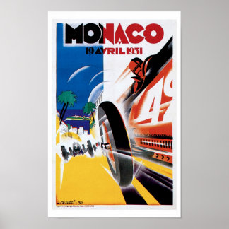 Monaco Race Car Vintage Art Print Poster
