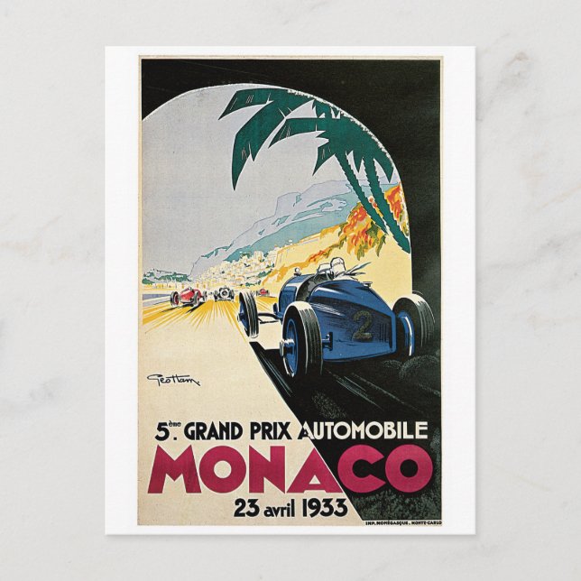 Monaco Racing Vintage Postcard (Front)