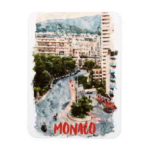 Monaco Retro Race Track French Riviera Travel Magnet