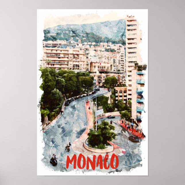 Monaco Retro Race Track French Riviera Travel  Poster (Front)