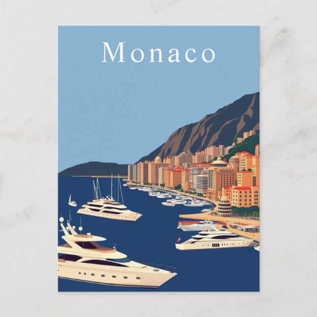 Monaco Retro Travel Art Postcard (Front)