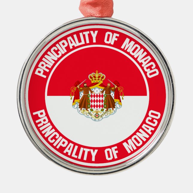 Monaco Round Emblem Metal Tree Decoration (Front)