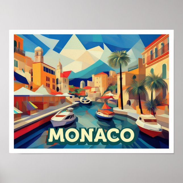 Monaco Travel artistic colourful Poster (Front)